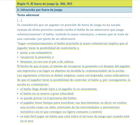 El fuera de juego no tiene ninguna modificación para la temporada 2023-2024 en las reglas del fútbol.