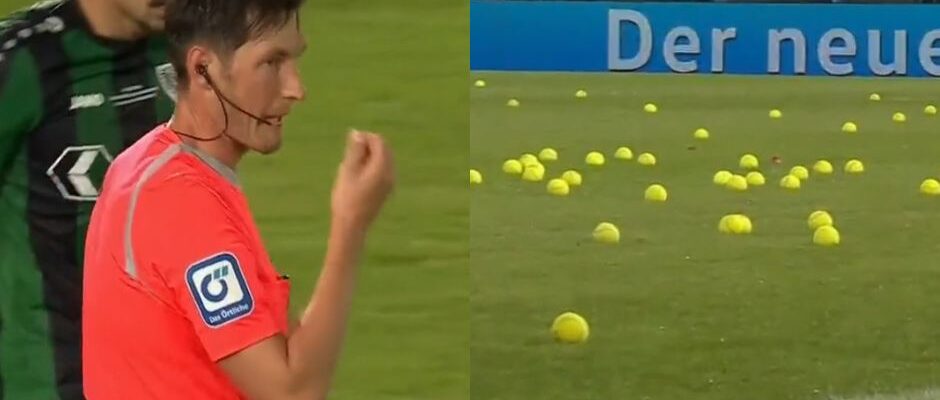 Hinchas del Bayern protagonizaron una protesta lanzando pelotas de tenis al campo.