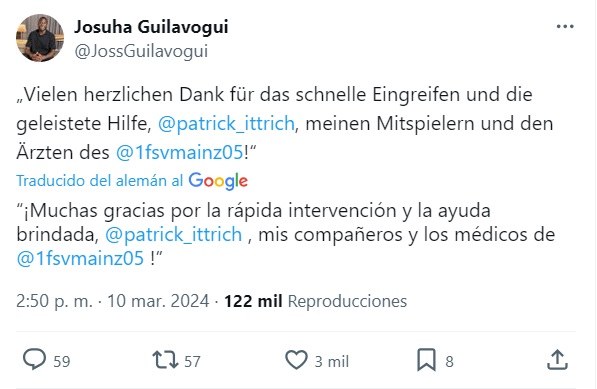 Guilavogui agradeció al árbitro por su rápida intervención para salvarle la vida.